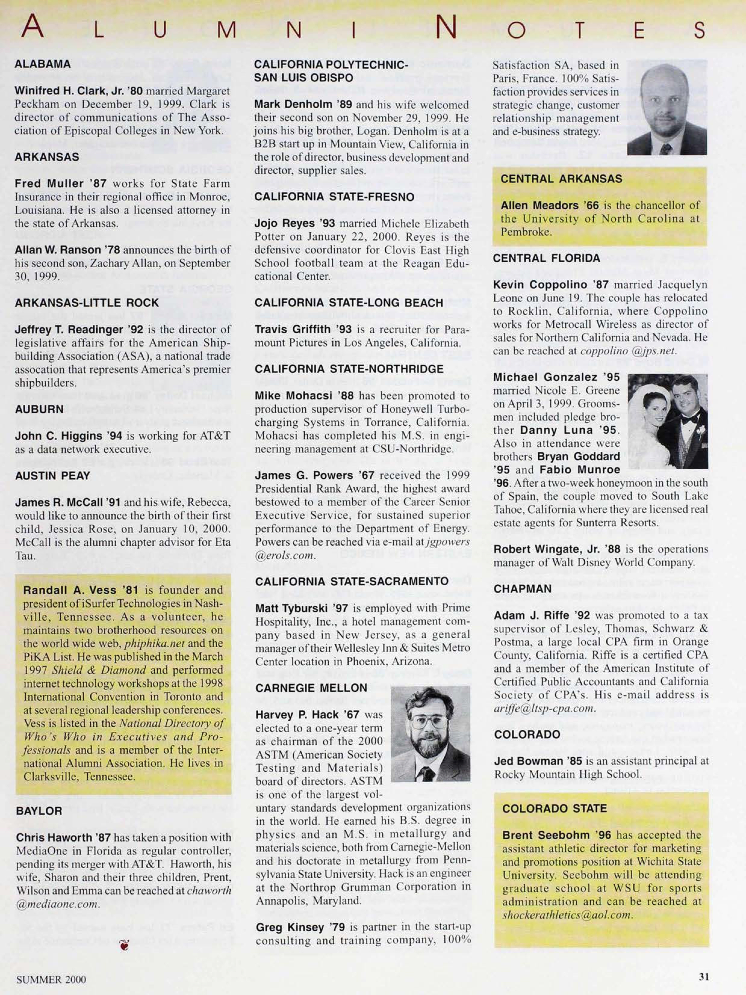 Alumni Notes, Summer 2000